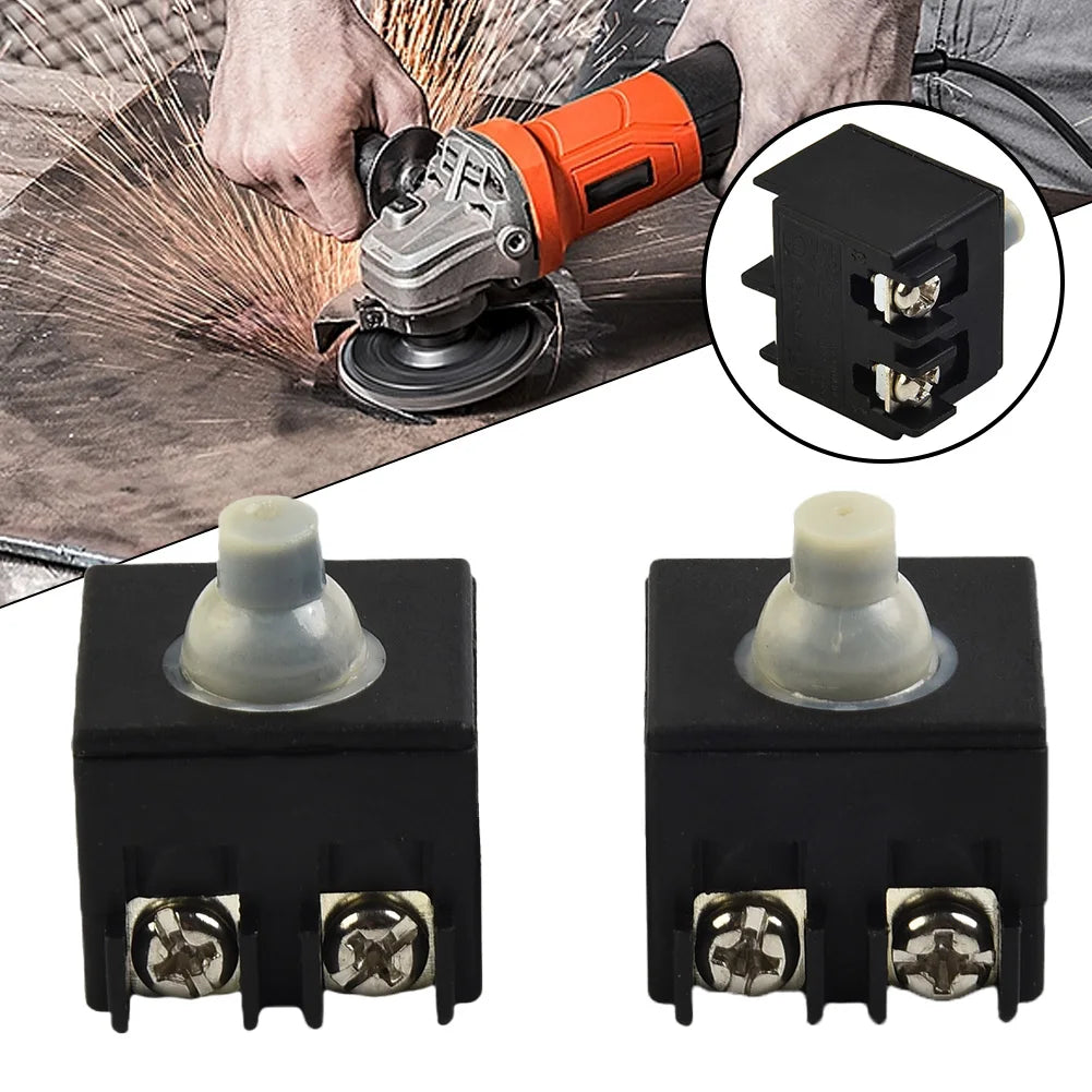 2PCS Angle Grinder Switch Black Plastic Casing Push Button Switch 250V 6A Replacement 100mm Angle Grinder Broken Accessories Qme