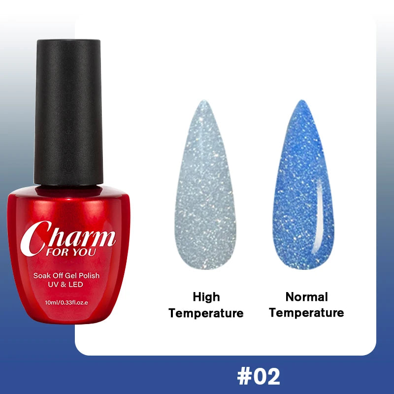 Thermochromic Diamond Glue Changing Nail Art Polish Sparkle Shimmer Qme 02