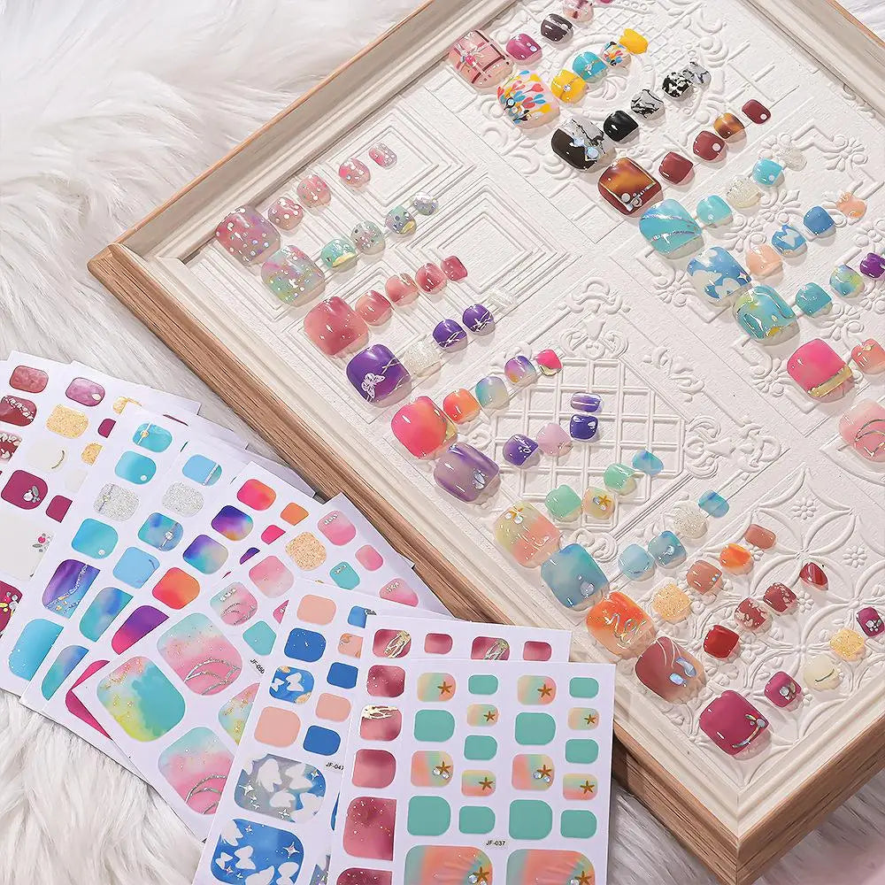 22tips Sheet Glitter Toenail Stickers Glittering Full Wraps Summer Qme