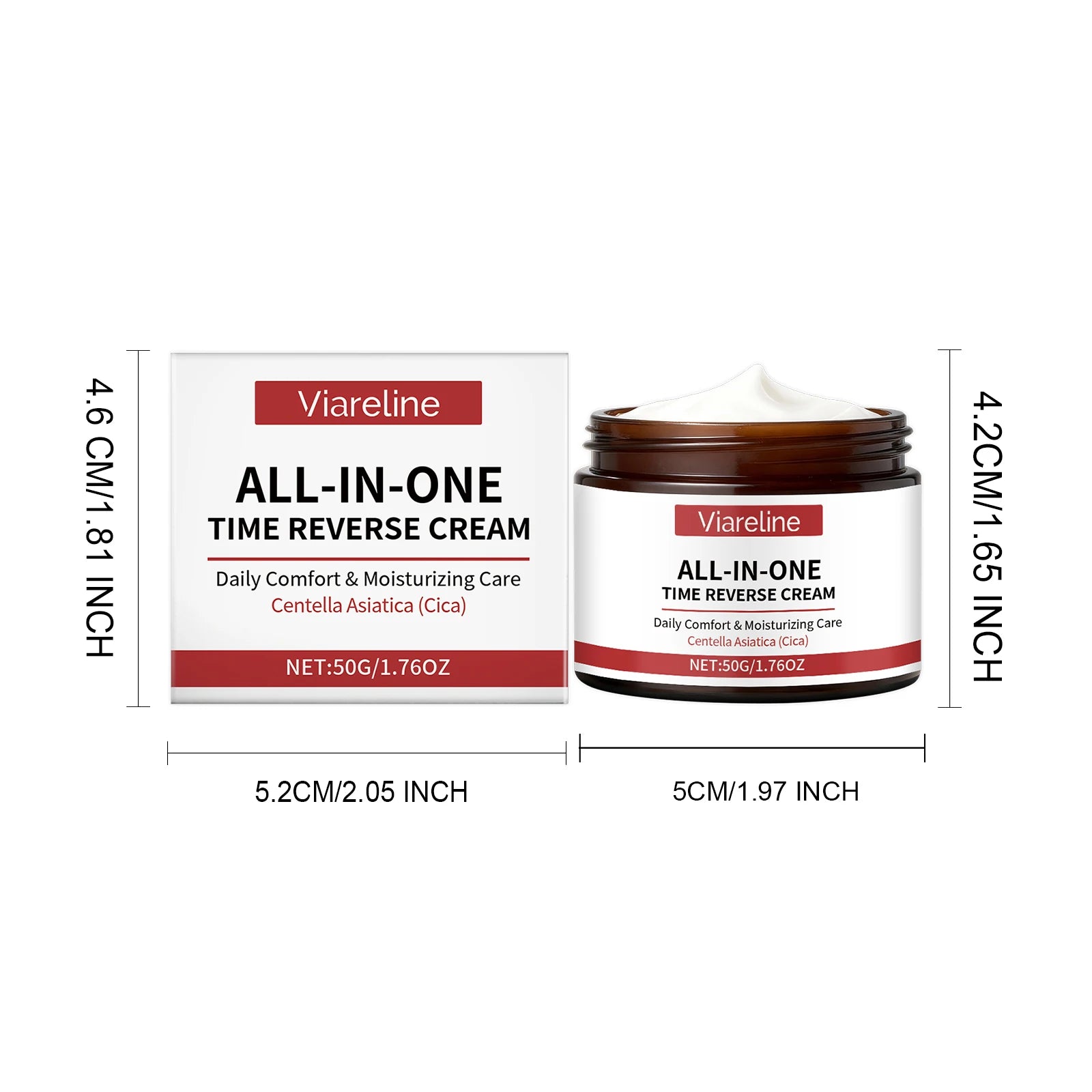 Centella Acid Time Reverse Cream All-In-One Daily Moisturizing Face Cream for Smooth Hydrated & Radiant-Looking Skin Face Cream Qme 50g Boxed