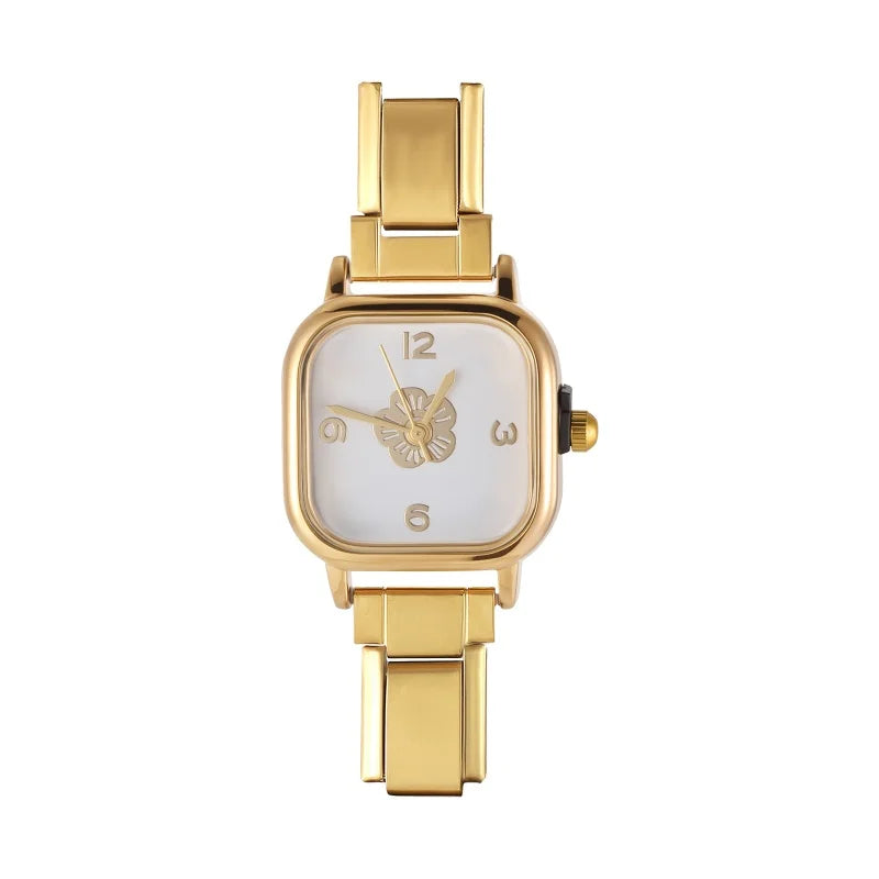 Fashion Women's Stainless Steel Square Flowers Watch Round Moon Sun High Quality Watch Bracelet For Friend Birthday DIY Bracelet Qme Style 1