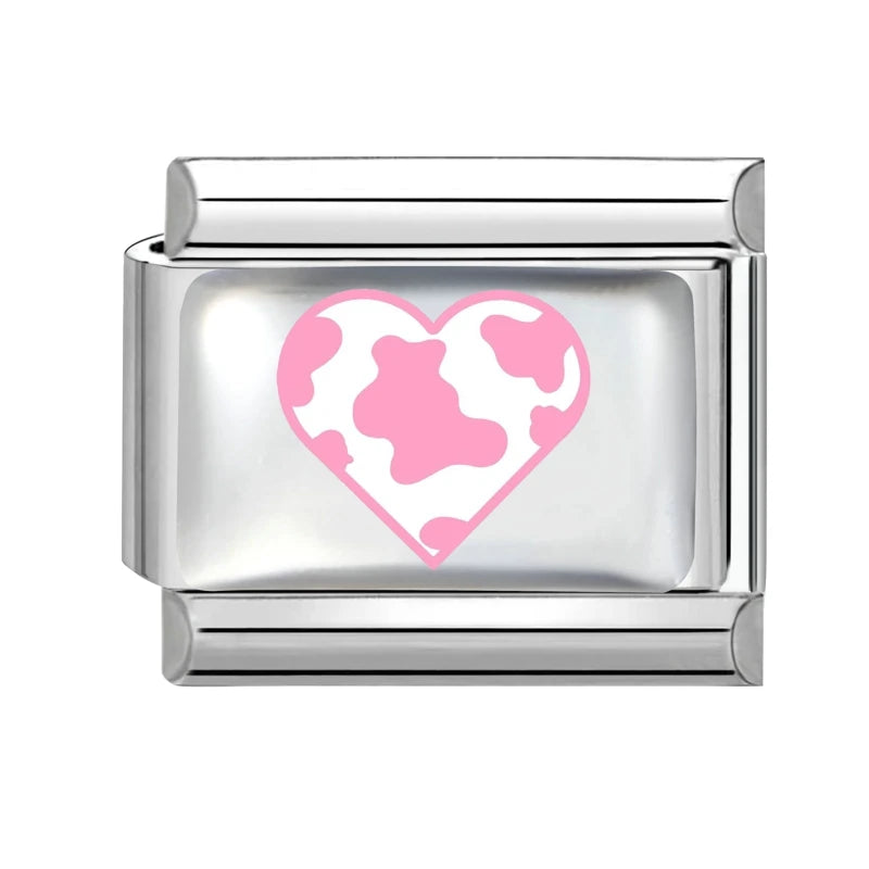 New 2026 Y2K Rainbow Heart Earth Blue Series Pattern Italian Charm Links Fit 9mm Stainless Steel Bracelet Jewelry DIY Making Qme Style 41