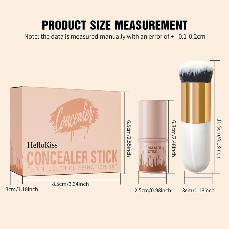 4pcs Set of Contour Stick, Highlight Stick, Blush Stick, Contour Brush, Shapes the Face Contour, Non-Greasy, Waterproof Qme