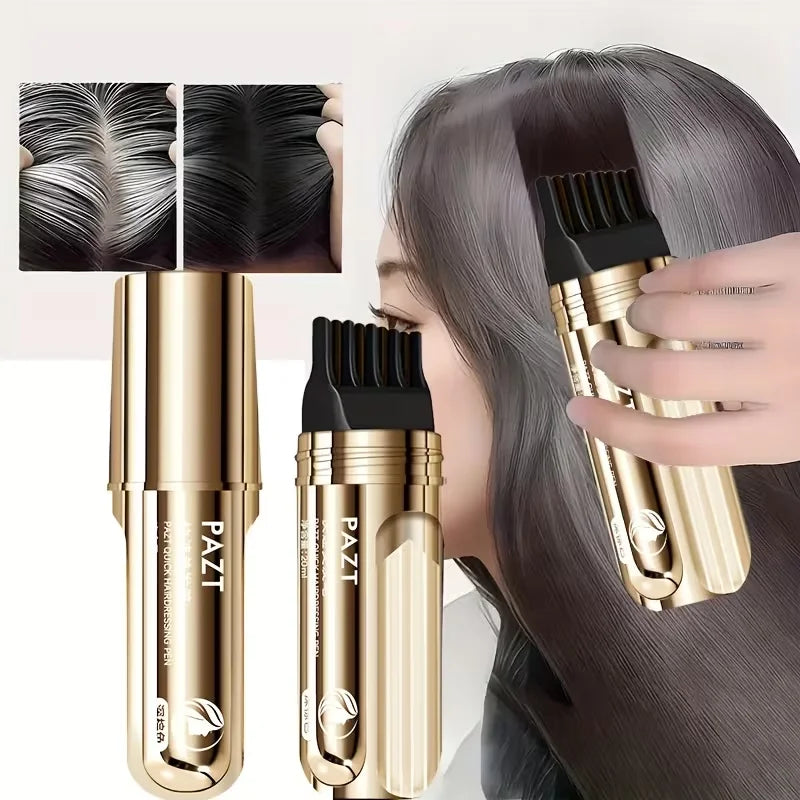 Hair Pen One-swipe Black Dye Comb Instant Gray Root Coverage Qme