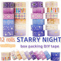 12 Rolls/set Purple Star Gold Foil Washi Tape Set Constellation Series Laser Masking Tapes for Scrapbooking DIY Stationary Set Qme Default Title