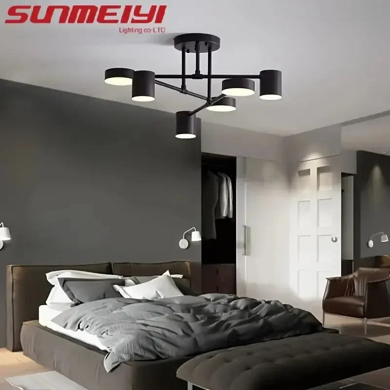 Modern Black Ceiling Chandeliers For Living Room Hall Ceiling Light Fixture Romantic Starry Gold Creative Ceiling Lamp Bedroom Qme