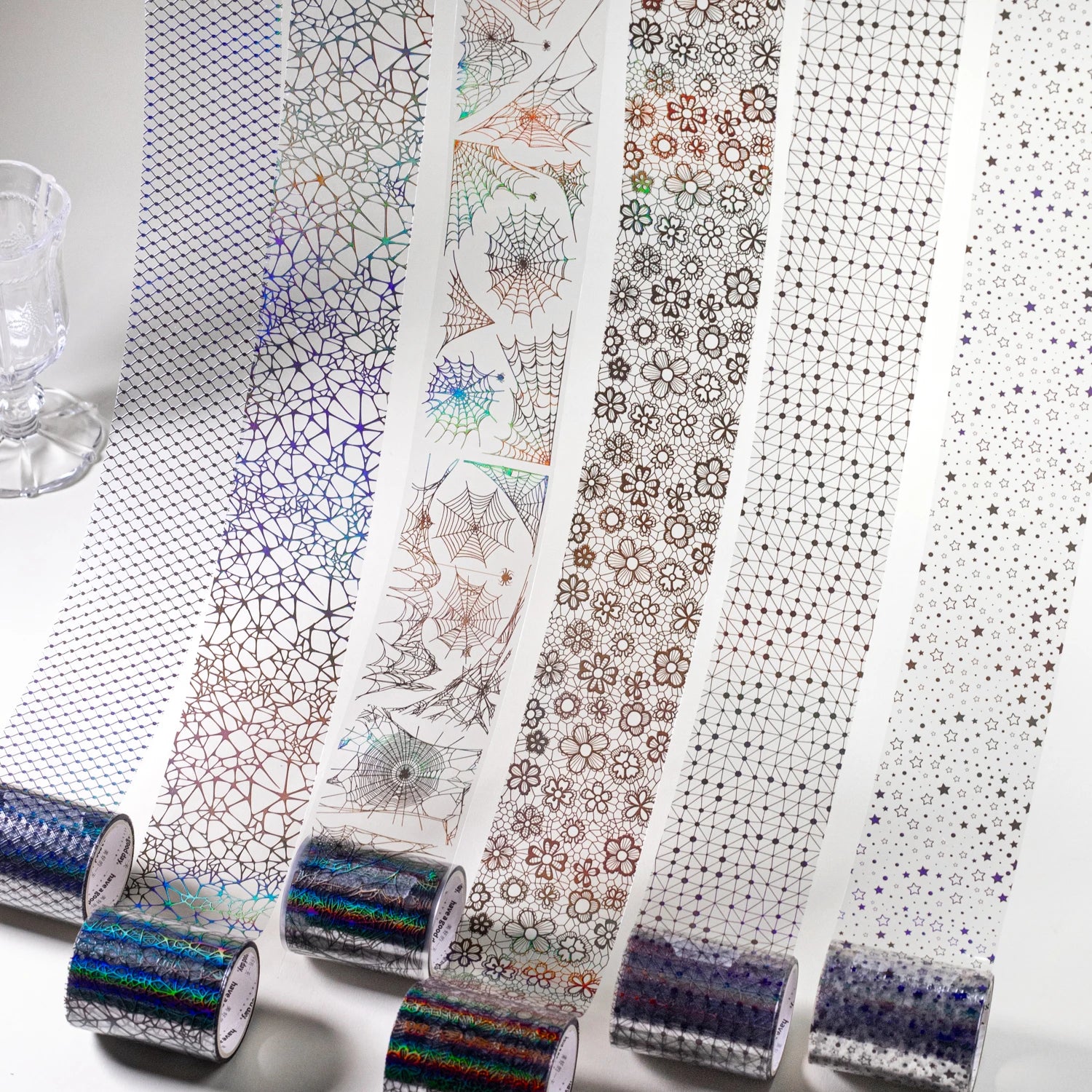 1 Roll Starry Holographic Iridescent PET Tape for Scrapbooking DIY Collage Phone Case Notebook Decoration Qme