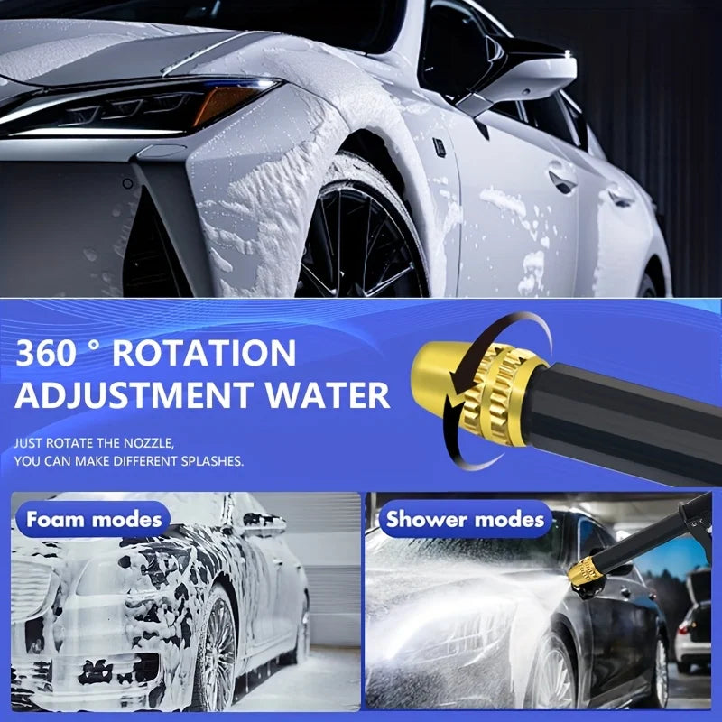 High-pressure long-handled multi-functional car wash gun with foam bottle, suitable for car washing, watering plants, Qme