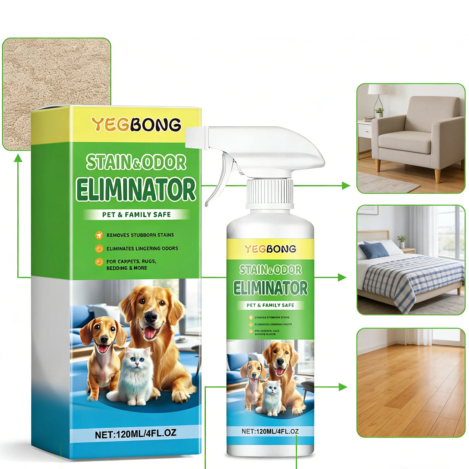 Pet Stain Remover Deep Cleaning Easily Dissolve Stubborn Urine Stains Eliminate Odor Restore Home Freshness Pet-Friendly Cleaner Qme