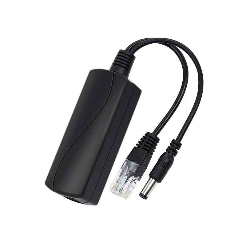 2PCS Standard POE Splitter 48V to 12V IP Camera Ethernet Power Supply Module PoeSplitter Qme Black