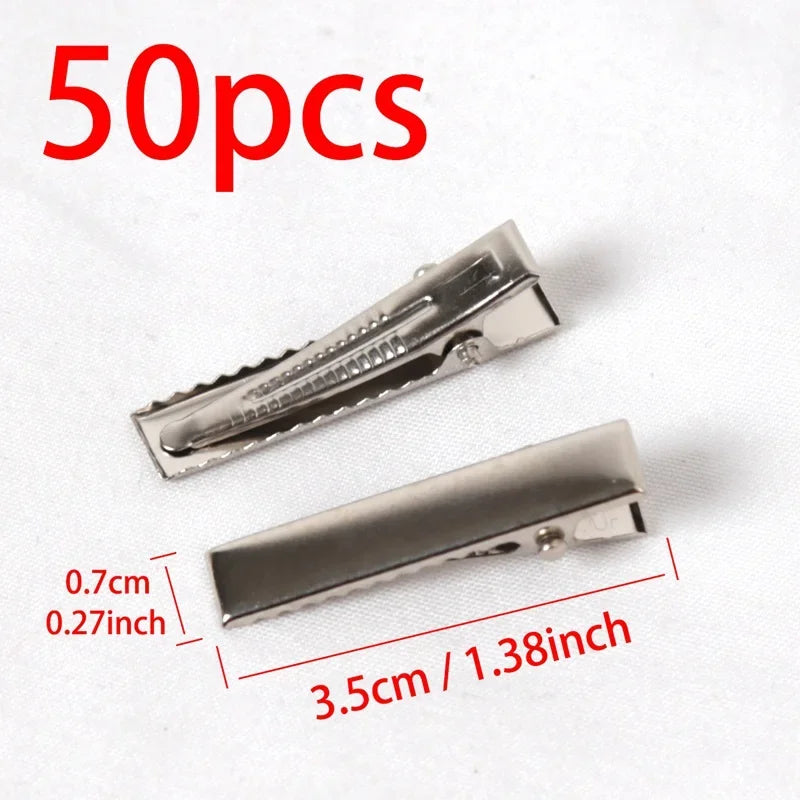 Hair Alligator Metal Clips Duckbill Blank Setting Base DIY Hairpins Qme 3.5cm 50pcs