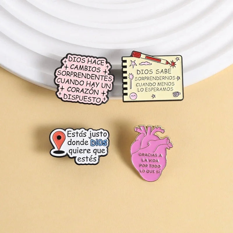 Cute Pink Heart Cartoon Enamel Pins Landmark Letter Design Brooch Backpack Lapel Pins Metal Badge Gift for Girls and Friends Qme