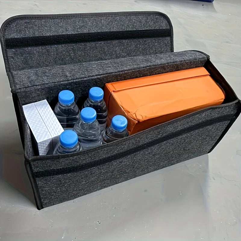 1-Pack Car Trunk Organizer: Foldable, Ergonomic Handle, for SUVs/Sedans/Trucks, Durable Fabric Qme