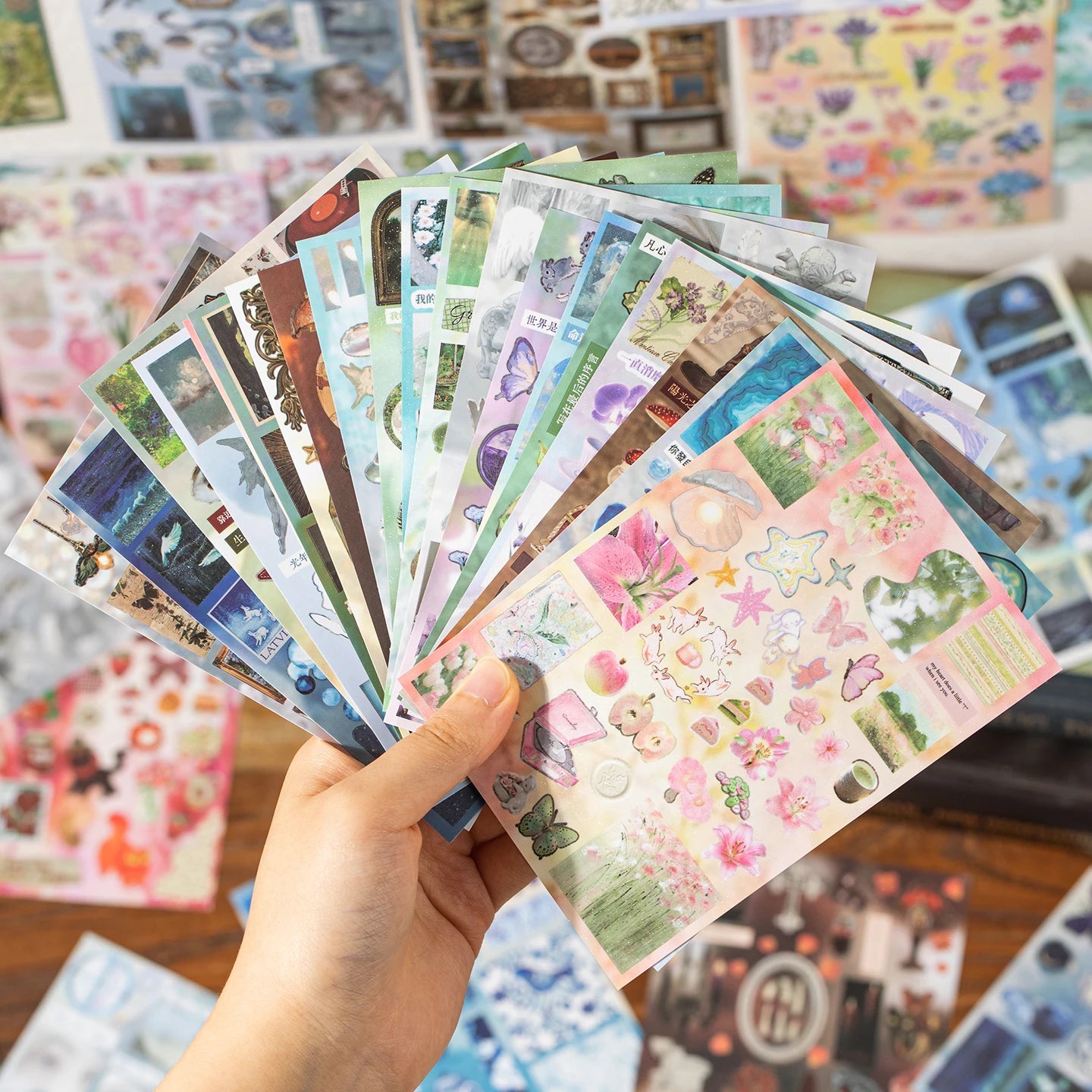 30/60 Sheets Cute PET Die cut Stickers book Retro Cartoon Handmade Scrapbooking Handbook Material Phone Stickers Kids Gift Qme