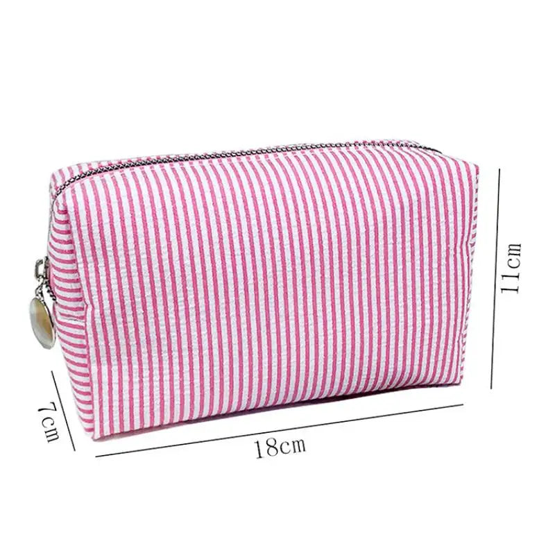 Toiletry Storage Pouch Fresh Simple Striped Cosmetic Bag Large Qme