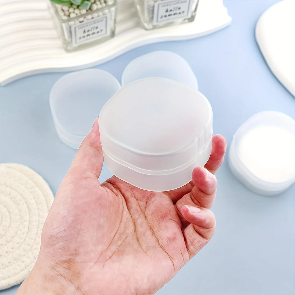 Round Soap Dish, Storage Box - Portable Cosmetic Cotton and Makeup Remover Storage Box, Sealed Travel Design Qme
