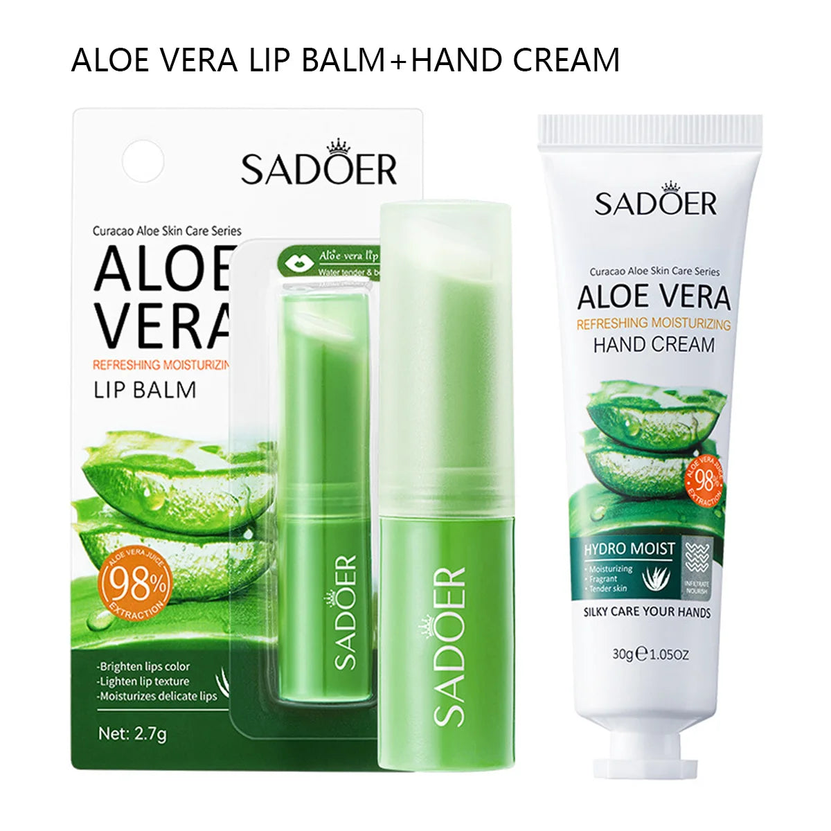 Aloe Vera Lip Balm+hand Cream Dry Skin Moisturizing Lipstick Hand Qme Default Title