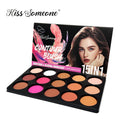 12 Colors Blush Contour Highlighter Makeup Palette, Matte Face Blush Powder for Cheek, Bright Shimmer Bronzer Professional Facia Qme 60g