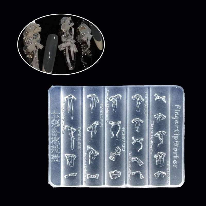 3D DIY Manicure Art Mould Tools Bowknot Silicone Nail Mold Mixed Qme
