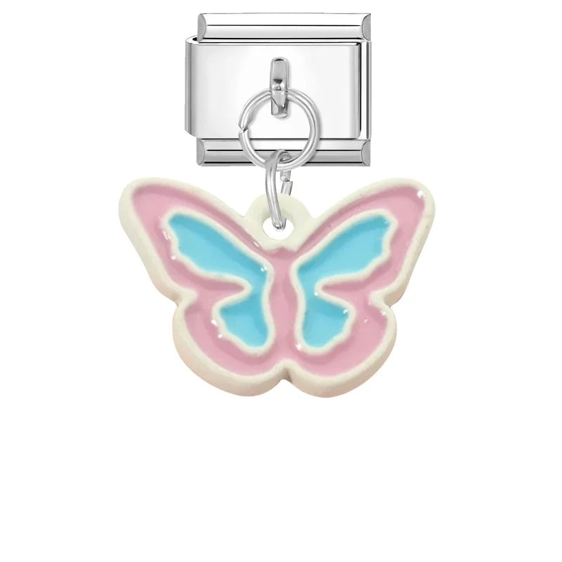 2025 Wholesale Cute Cartoon Rabbit Bear Pendant Italian Charm Links Fit 9mm Stainless Steel Bracelet Women DIY Making Jewelry Qme Style 4