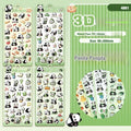 4 Sheets/Bag Capybara Panda Dinosaur CharacterTheme Outline 3D Sticker Set for DIY Scrapbook Phone Case Notebook Decora Craft Qme Panda