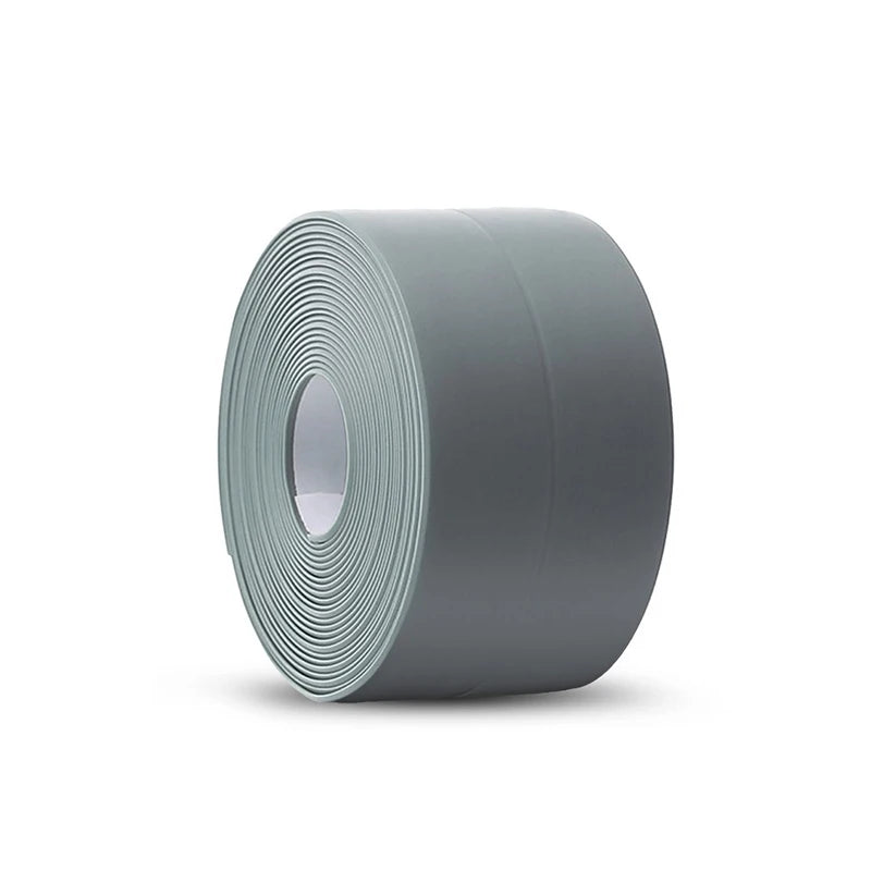 3.2M Bath Caulk Tape Self Adhesive Waterproof Toilet Sealing Strip Tape PVC Oil-Proof Kitchen Sink Edge Corner Wall Sticker Qme Grey 3.2M(10.5Ft) 2.2CM(0.87in)