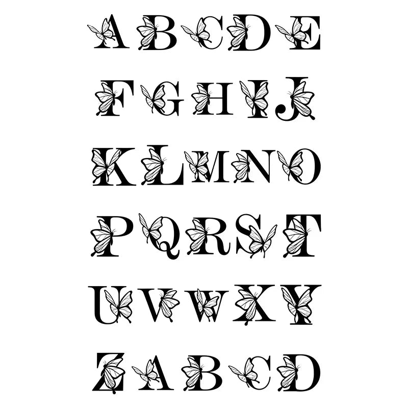 Tattoo Sticker Temporary Tattoo Waterproof Butterfly Alphabet Body Art for Women Couples Finger Wrist Fresh Qme