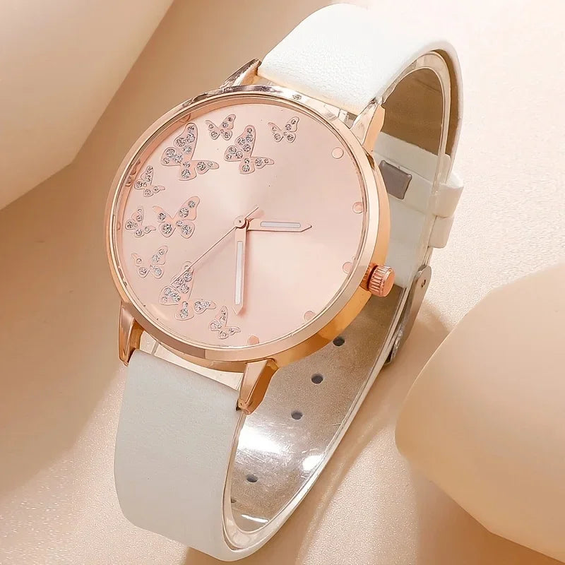 2pcs/set Butterfly Ladies Quartz Watches Fancy Women Watches Jewelry Sophisticated And Stylish Women Watch Qme