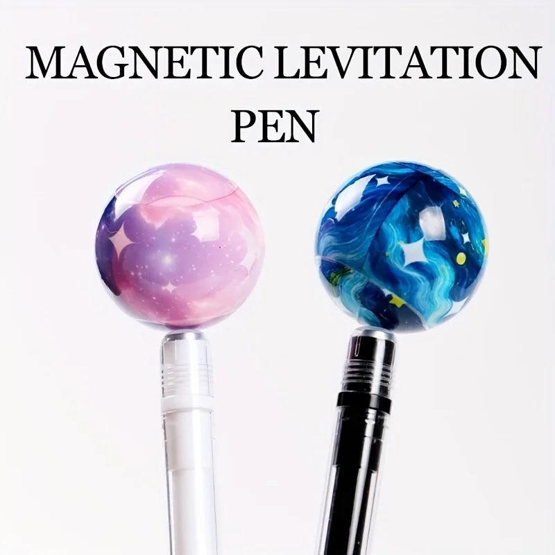 Magnetic Levitating Starry Sky Gel Pen 0.5mm Black Ink Smooth Writing Anti-Stress Smooth Writing Pen for Students Office Qme