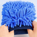 Car wash gloves do not damage paint surface waterproof special Chenille polyps for car wipe rag brush car bear paw 100g Qme 1PCSBlue