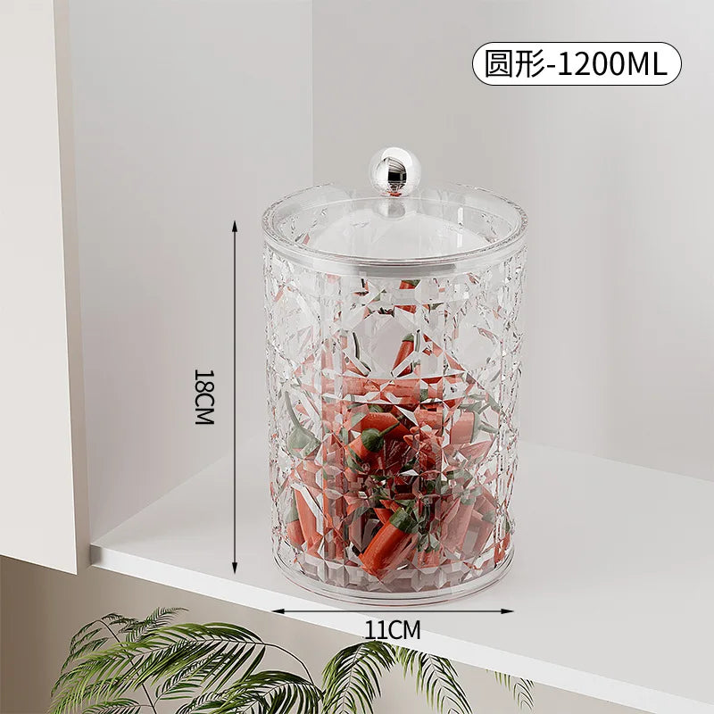 2-Piece Airtight Food Storage Containers for Kitchen Cereal Nuts Spices Grains Dried Fruit Plastic Sealed Canisters with Lids Qme Circle 1200ml-2Pcs