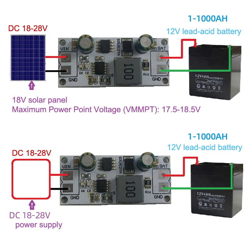 SDLA12TA MPPT Solar Controller Charging Module 12V 1-1000AH Lead-acid Qme
