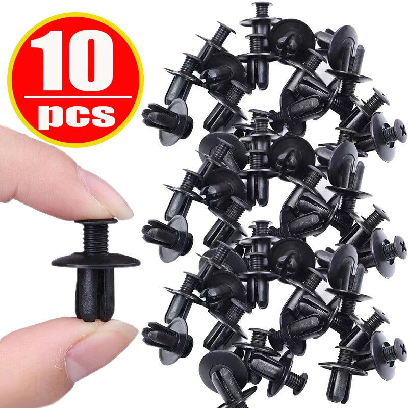 8mm Hole Door Rivet Plastic Clip 100/50/5pcs Fasteners Black Cars Lined Cover Barbs Rivet Auto Fasteners Retainer Push Pin Clips Qme 10Pcs