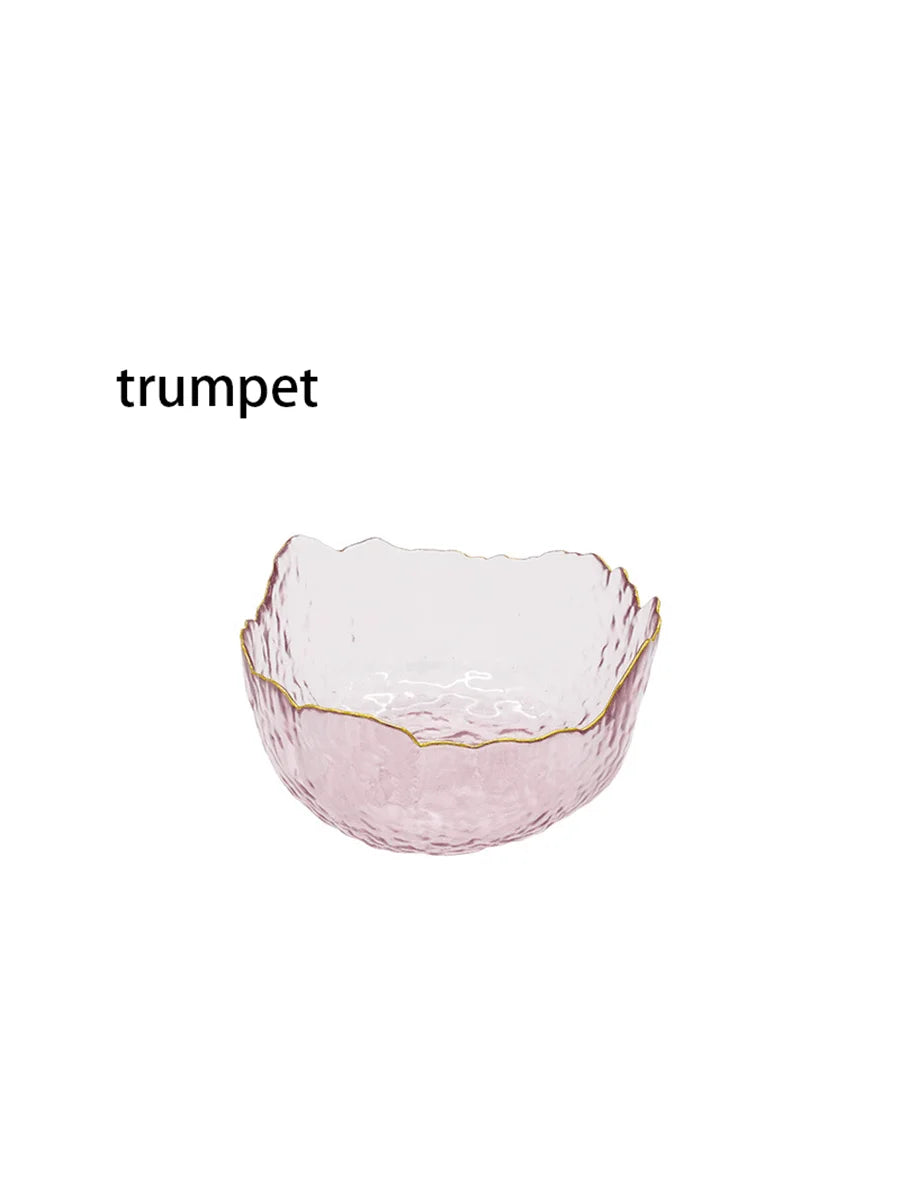 Thickened Glass Salad Bowl Light Luxury Fruit Vegetable Dessert Cold Qme pink