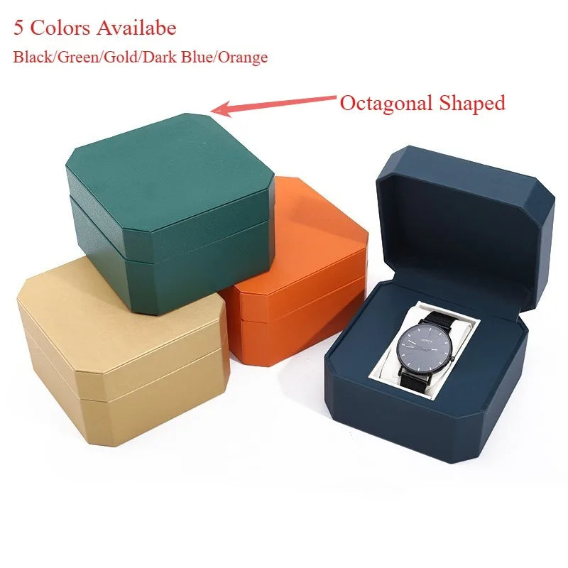 Vintage PU Watch Case Leather Octagonal/Arc Shaped Gift Watch Storage Box Stylish Watch Container Watch Display Box Qme