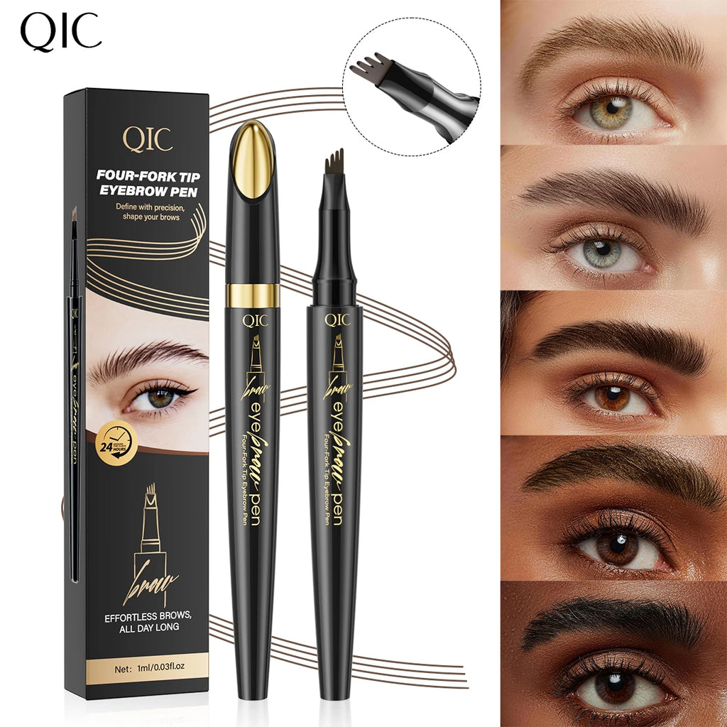 4 Points Eyebrow Pen 5 Colors Liquid Brow Pencil Dark Brown Microblading Eyebrow Pencil Waterproof Eyebrow Tattoo Pen Cosmetics Qme
