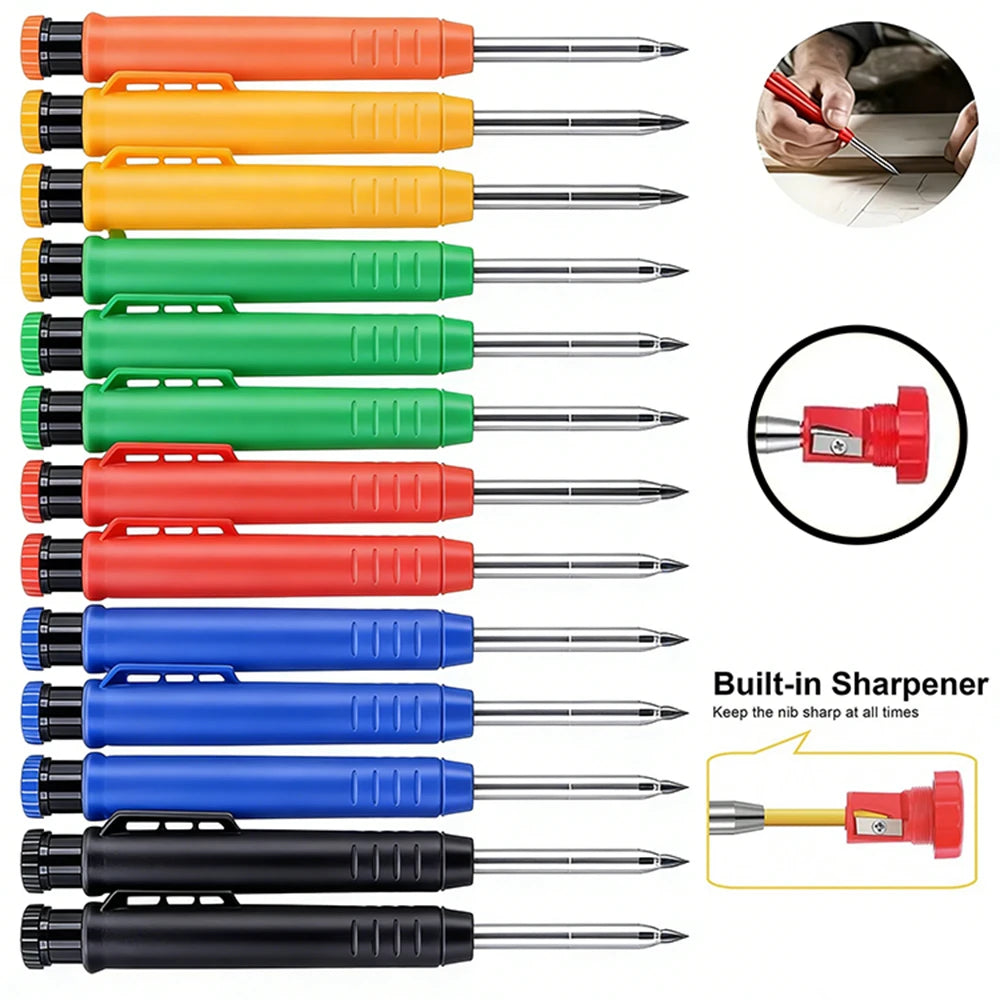 6Pcs Mechanical Pencils Drawing Woodworking Marking Pen,2.8mm Long Head Carpenter Pencil, Applicable Construction Works Qme