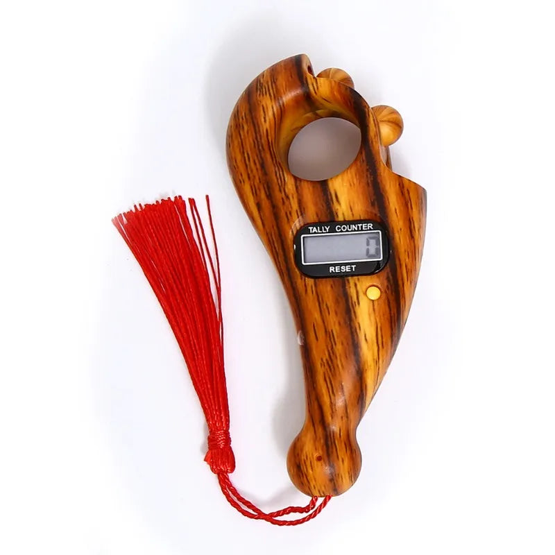 New Mini Hand Counter Portable Digital Beads Counter Lcd Digital Electronic Rosary Beads Tally Toy for Meditation Prayer Qme Golden nanmu color