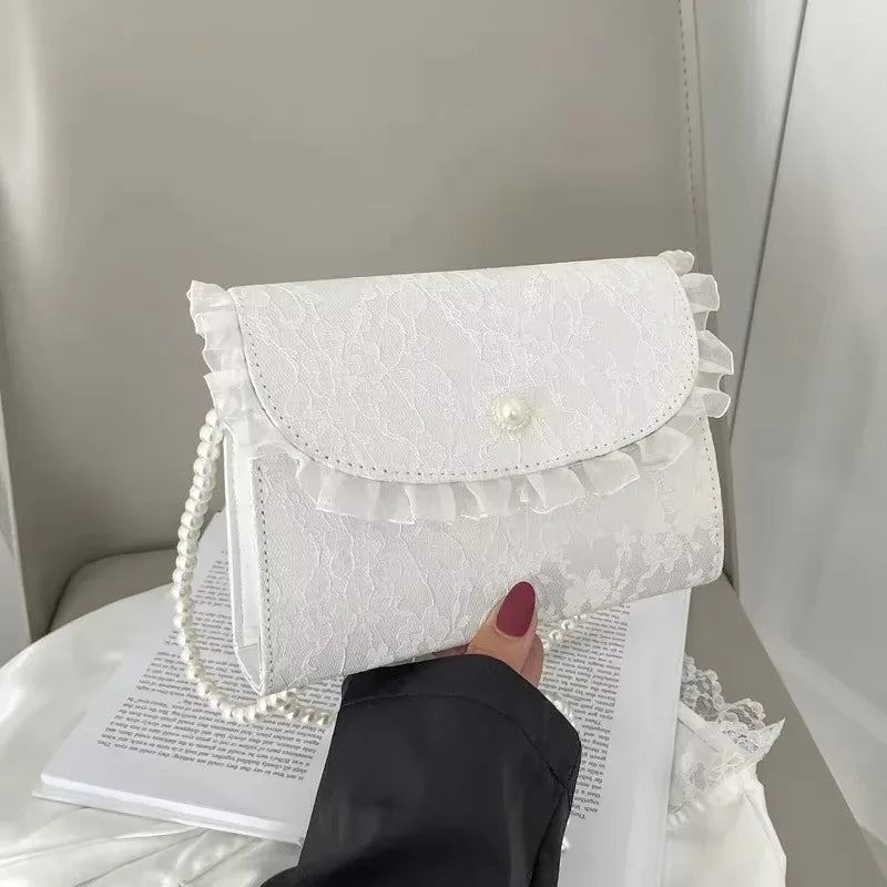 Women's Pearl Chain Shoulder Bag Elegant Small Handbag Fashion Qme