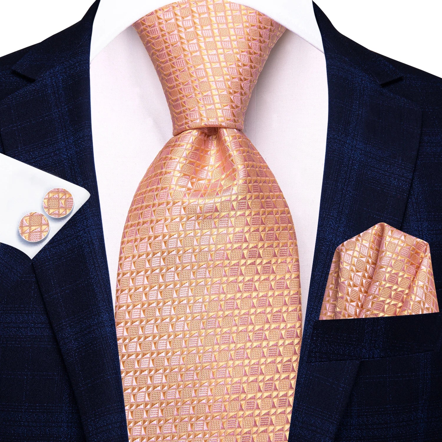Hi-tie Men's Ties Solid Pink Green Jacquard Necktie Accessories Daily Qme N-3907