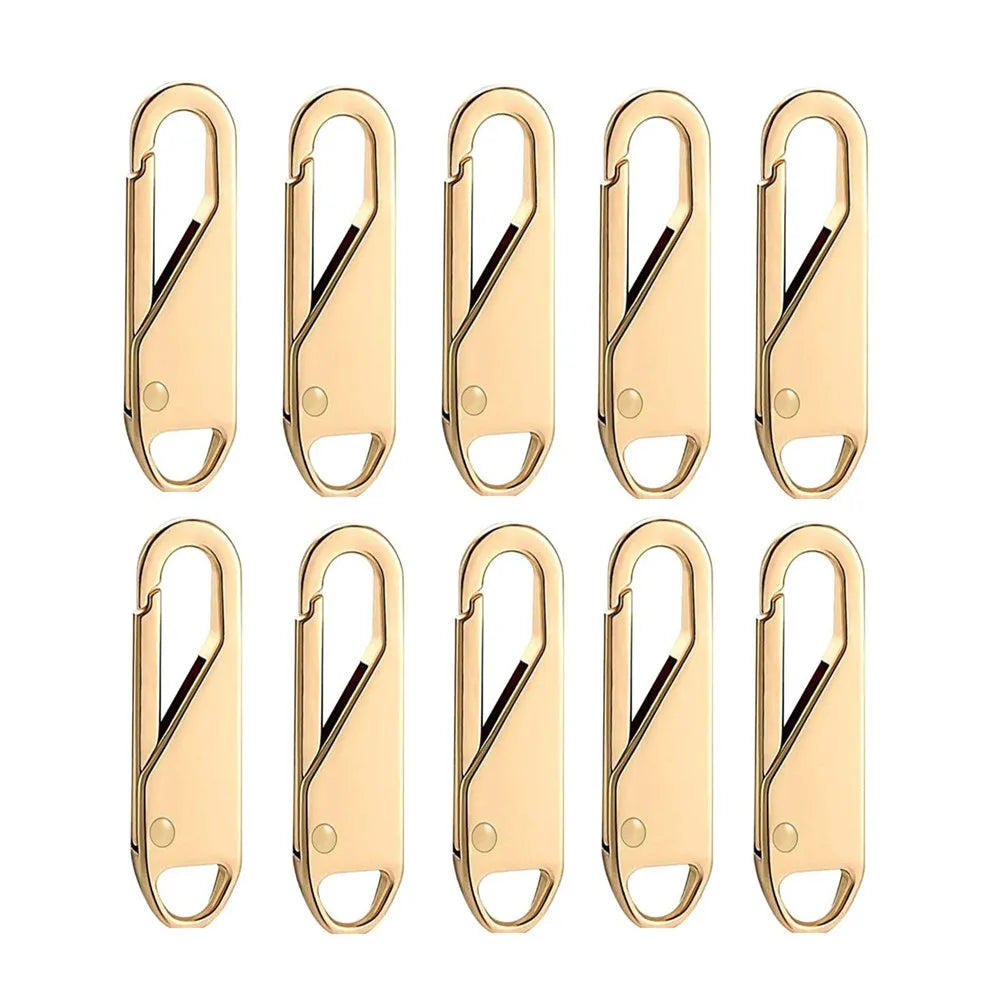 10PCS Universal Zipper Puller Detachable Metal Zipper Head Repair Kits For Zipper Slider DIY Craft Sewing Clothes Accessories Qme Golden 10PCS