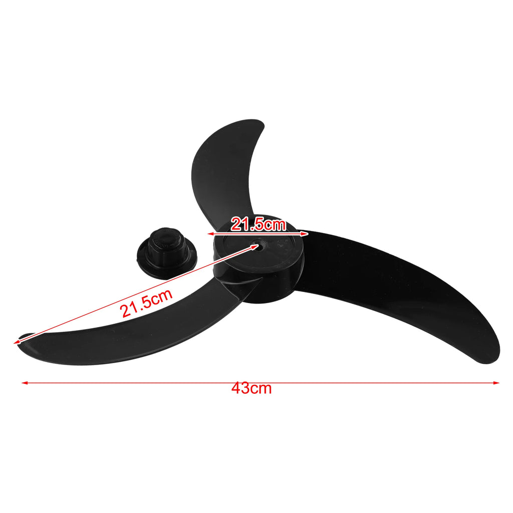 Plastic 18 Inch Fan Replacement Assembly For Standard Electric Fans With 3-Blade Pattern And 8mm Shaft Opening Qme