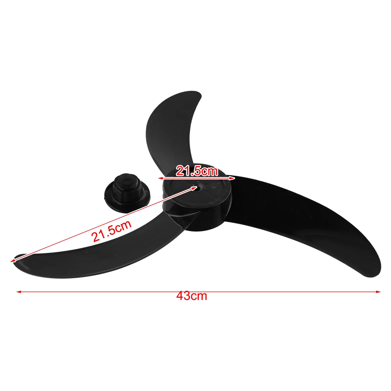 Plastic 18 Inch Fan Replacement Assembly For Standard Electric Fans With 3-Blade Pattern And 8mm Shaft Opening Qme