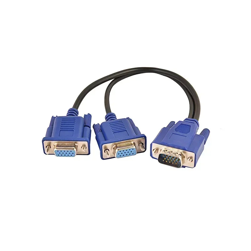3pcs VGA Splitter Cable 1 Computer To Dual 2 Monitor Adapter Y Splitter Male To Female VGA Wire Cord for PC Laptop Adapters Qme 3pcs VGA male to 2 VGA f