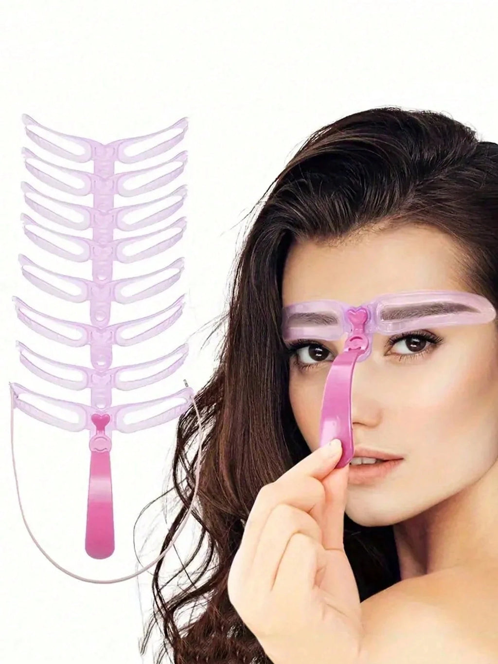 8-In-1 Reusable Eyebrow Template Tool Makeup Model Accessories Qme pink