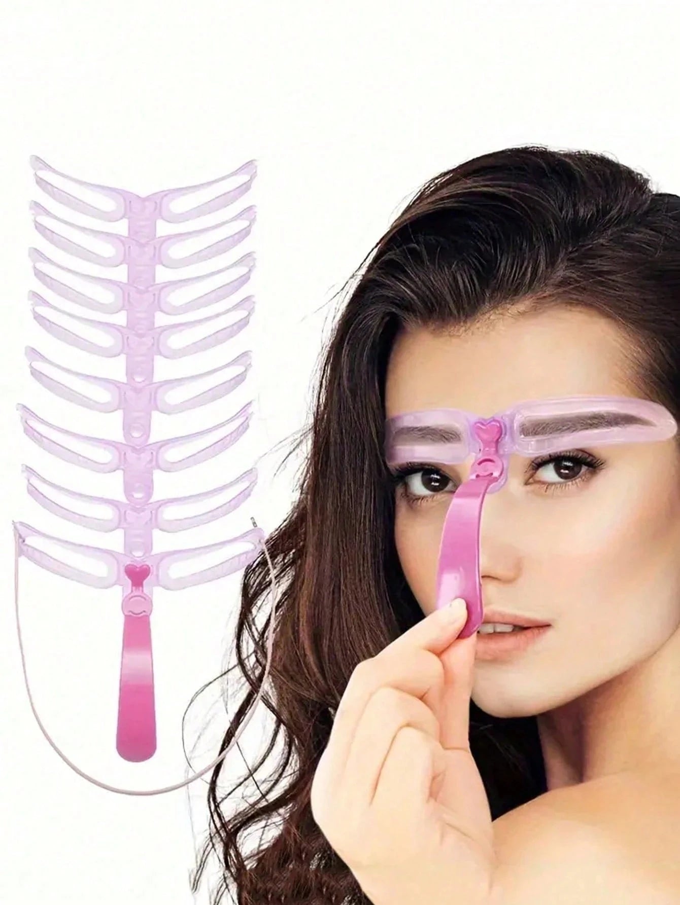 8-In-1 Reusable Eyebrow Template Tool Makeup Model Accessories Qme pink