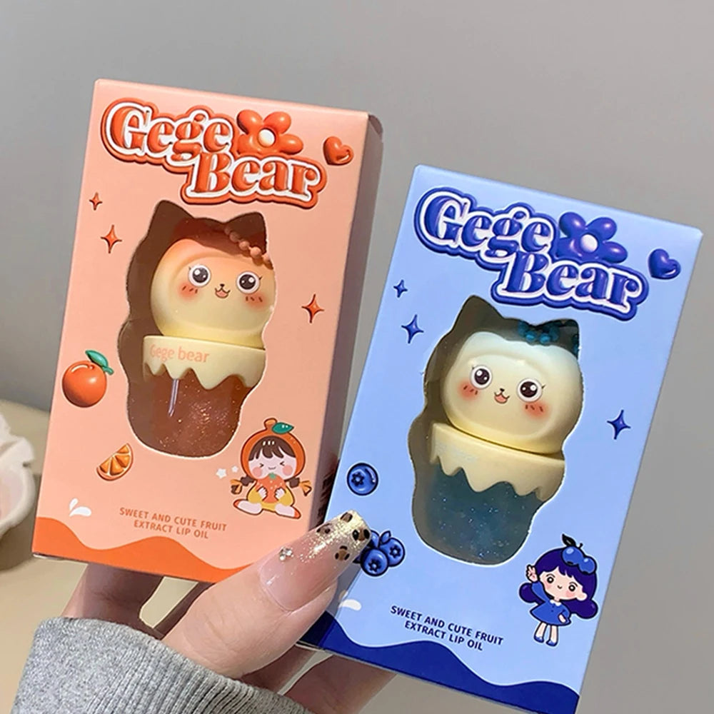 Gege Bear Cute Fruit-flavored Lip Oil Can Be Key Pendant Hydrating Qme