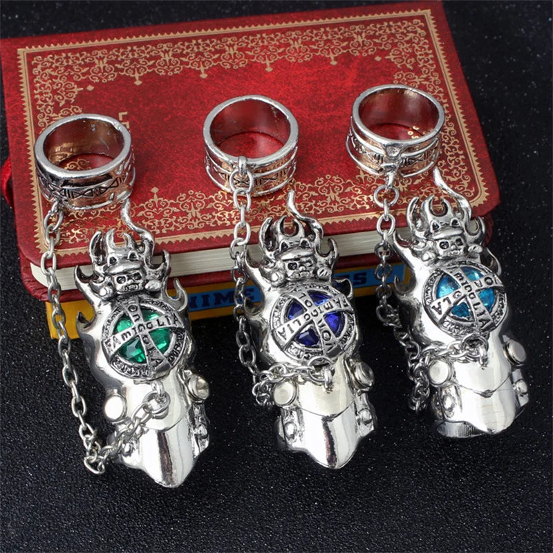 Fashion Japan Anime Hitman Reborn Joint Ring Gemstone Revolving Rings Cosplay Props Figure Toys Punk Gothic Fans Party Gifts Qme