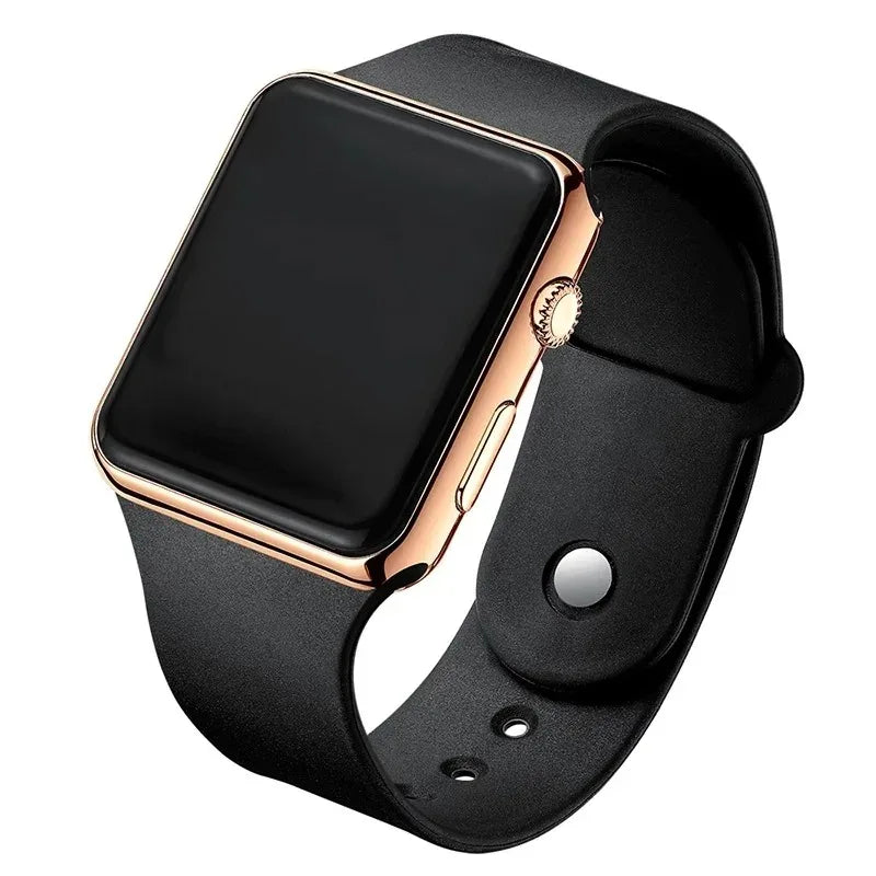 Fashionable and versatile square LED digital watch, student adult night light electroplated sunglasses, sports electronic watch Qme Rose