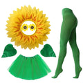Sunflower Costume Sunshine Daisy Flower Outfit Sun Flower Headpiece Glasses Tutu Skirt Gloves Socks Plant Costume Qme Gold ONE SIZE